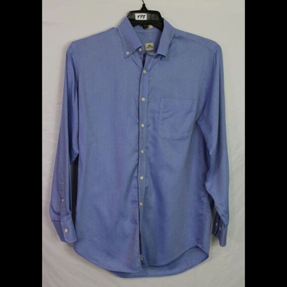 Peter Millar Blue White Woven Dot Nanoluxe Easycare Button Down Shirt Mens M. - Picture 1 of 7